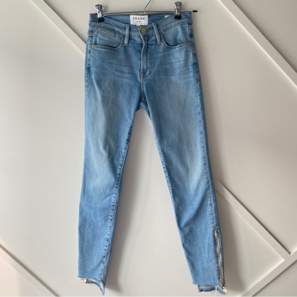 Frame Le High Skinny with Stagger Ankle Zip Jeans - 25 - Picture 3 of 14